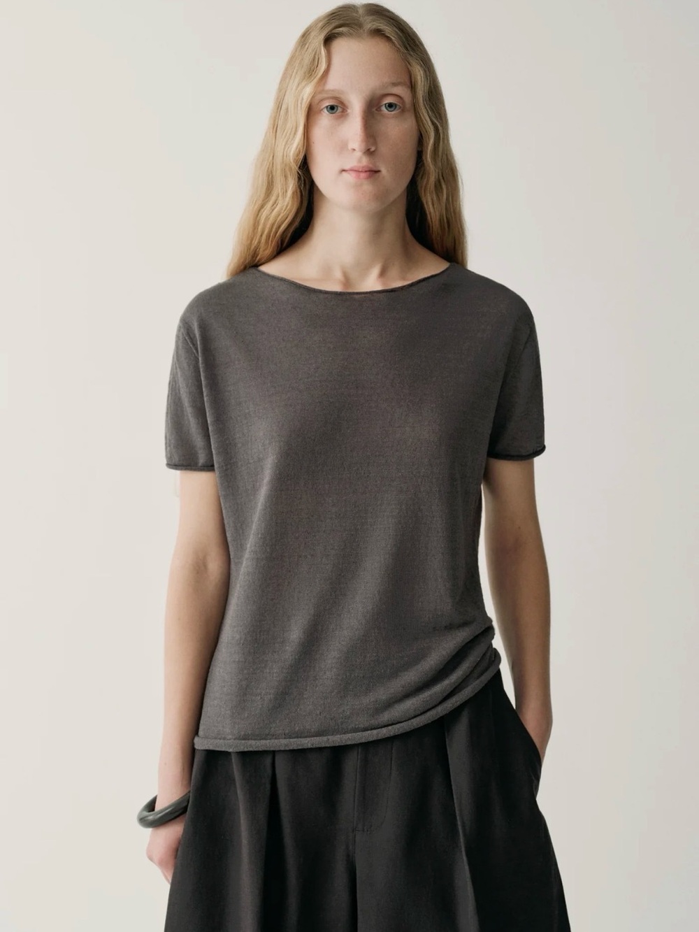 INSIS FEMME Linen Short Sleeve Knit Top